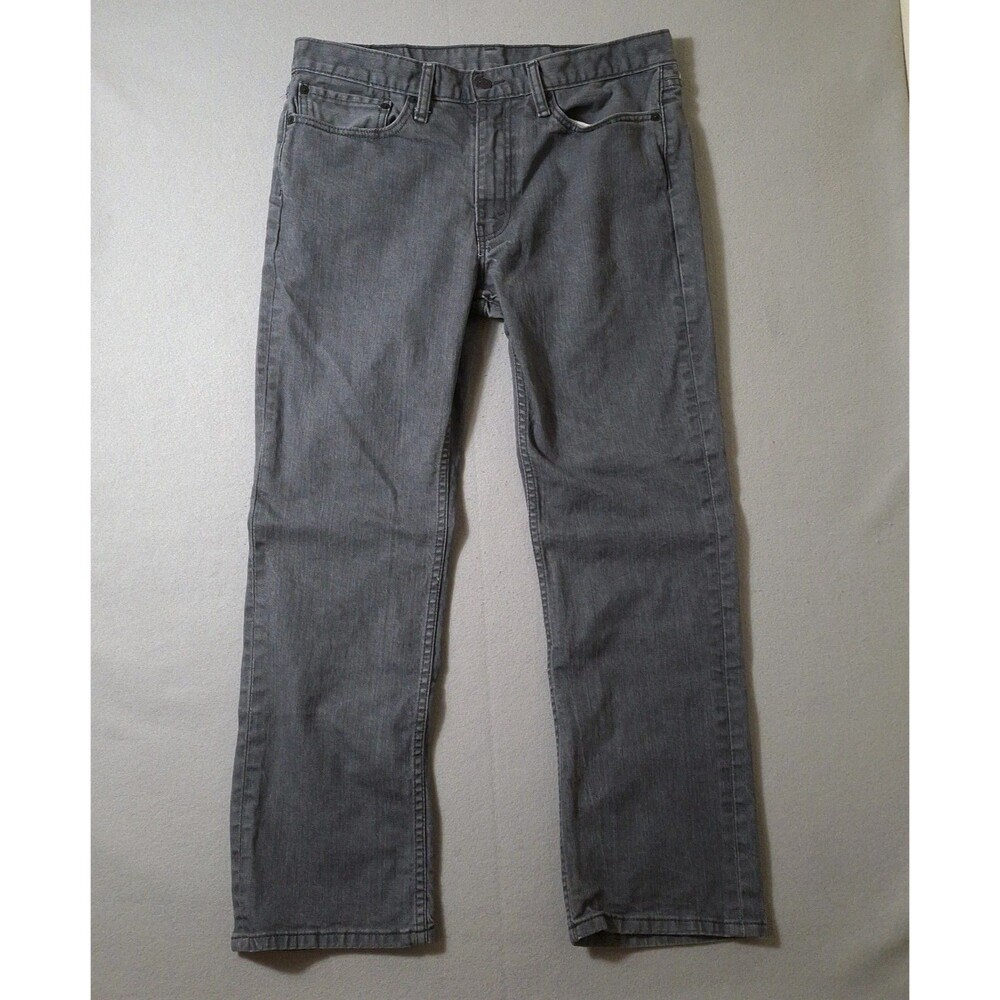 Levis 514 Jeans Mens 36x30 Gray Charcoal Wash Slim Straight 100% Cotton Denim